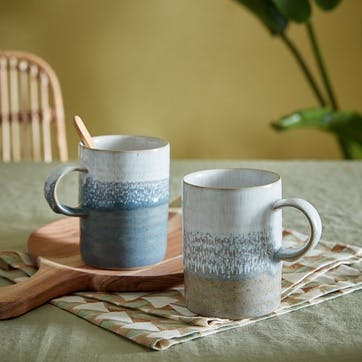 Kiln Accents Set of 2 Mugs 410ml, Taupe & Slate