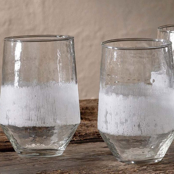 Amri Set of 4 Etched Tumblers, Clear