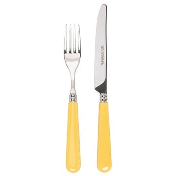 Knife and Fork Set, Butter Yellow