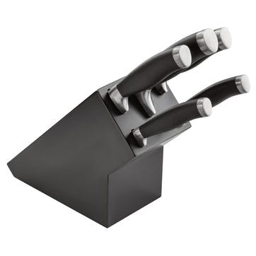 5 Piece Knife Block Set, Black