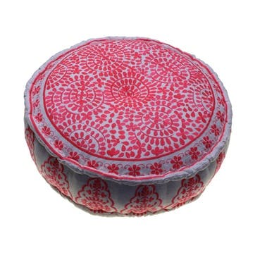 Nomad Embroidered Pouff, 60cm, Coral