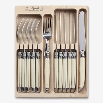 12 Piece Knife & Fork Set in Tray , Ivory