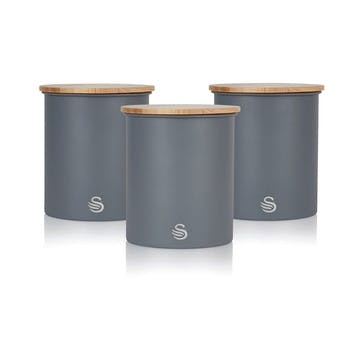 Nordic Set of 3 Storage Canisters, Grey