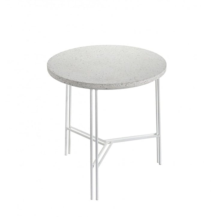 Metal, Extra Small Marble Table, White