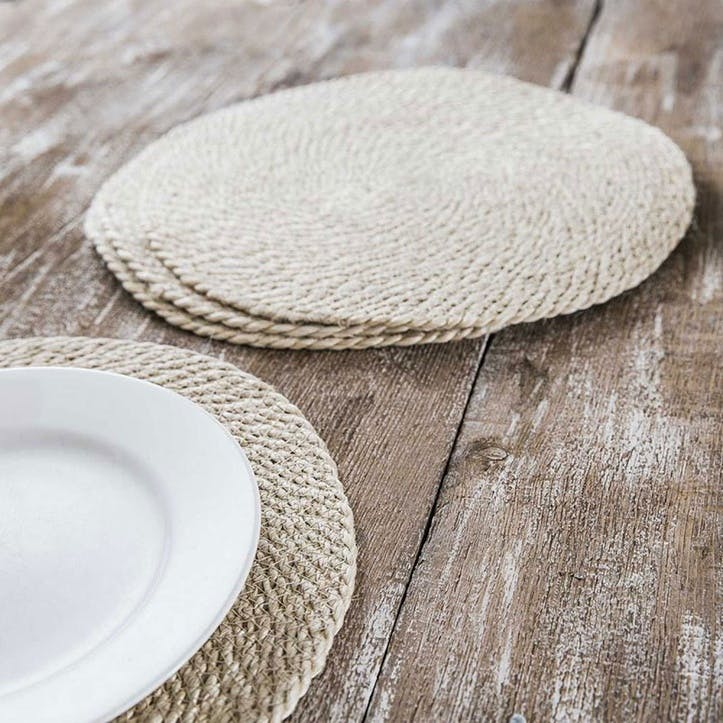 Jute Set of 4 Placemats D38cm, Natural