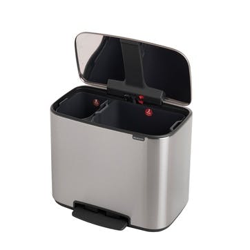 Bo Recycling Pedal Bin with 2 Inner Buckets, Matt Steel