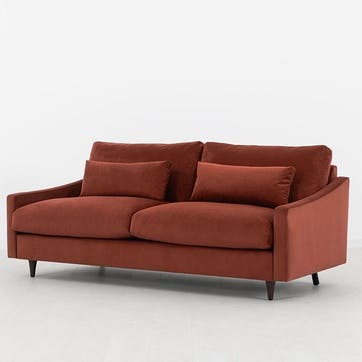 Model 07 Velvet 3 Seater Sofa, Brick
