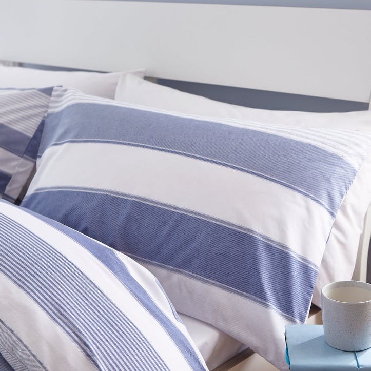 Newquay Stripe Double Bedding Set; Blue