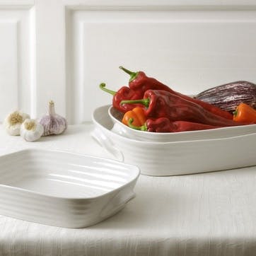 Ceramics Handled Roasting Dish 36 x 28cm, White
