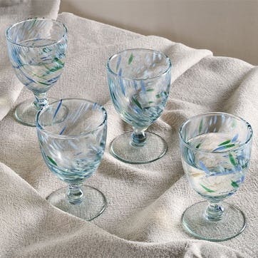 Taja Set of 4 Glasses 190ml, Sea Blue