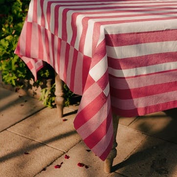 Stripe Tablecloth W170 x L240cm, Punch Pink