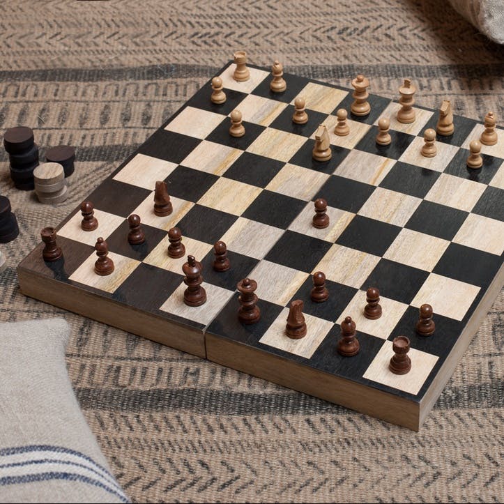 Mango Wood Chess & Draughts Set