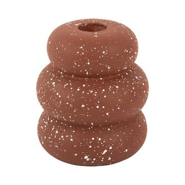 Speckle Rings Candle Holder H11cm, Clay Brown