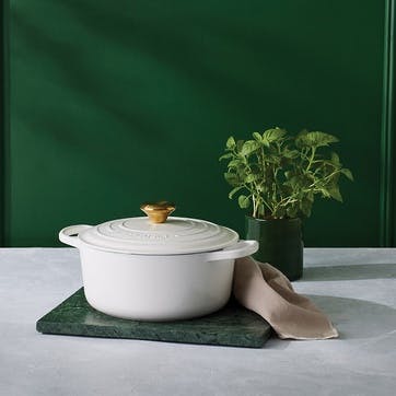 Cast Iron Round Casserole, 28cm, White