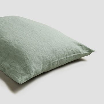 Sage Green Linen Pair of Pillowcases, Square