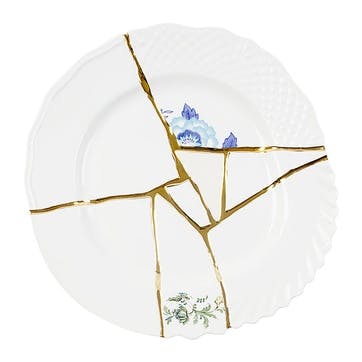 Dinner plate, 27.5cm, Seletti, Kintsugi - No3, white/gold