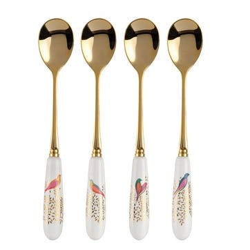 Set of 4 teaspoons, 15cm, Sara Miller London, Chelsea Collection, cream/gold