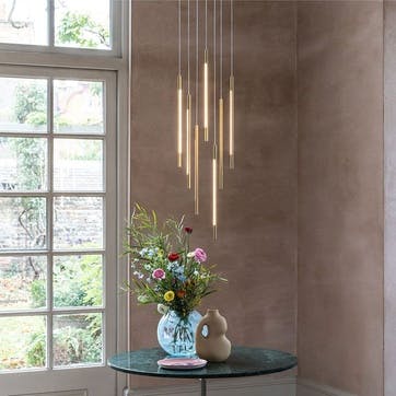 Saber LED 7 Light Cluster Pendant Chandelier   H50cm, Gold