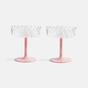 Twirl Set Of 2 Coupe Glasses, 200ml, Pink