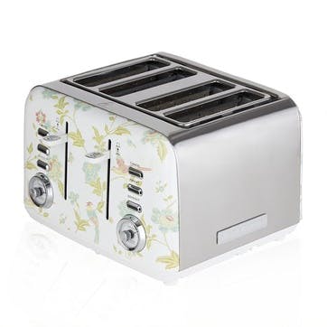 Laura Ashley 4 Slice Toaster, Elveden White & Silver