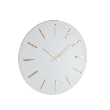 Hythe Wall Clock, 50cm, White/Gold
