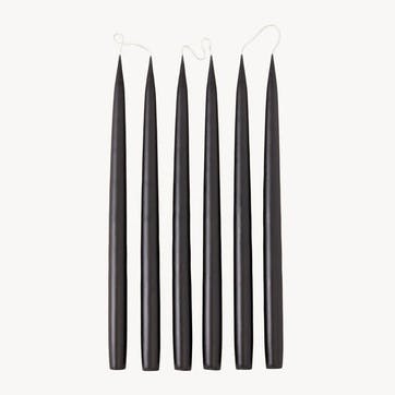 Set of 6 Tapered Dinner Candles H35cm, Black