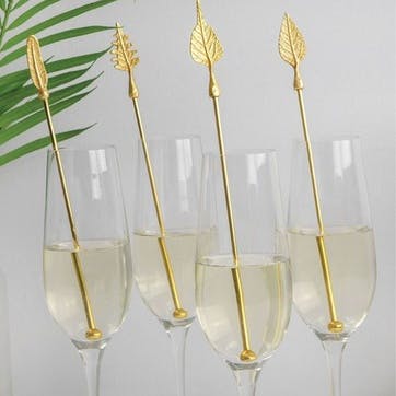Set of 4 Cocktail Stirrers , Antique Gold