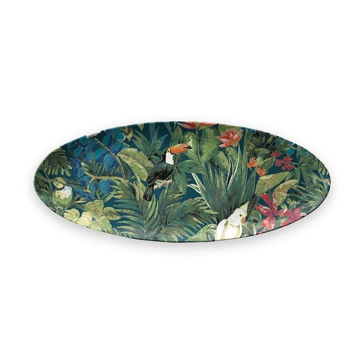 Lush Jungle Foliage Melamine Oval Platter, 61 cm