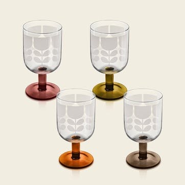 Classic Stem Set of 4 Wine Glasses 450ml, Multi