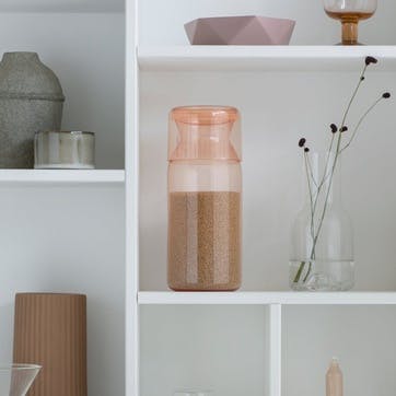 Storage Jar with Measuring Cup, Clay Pink