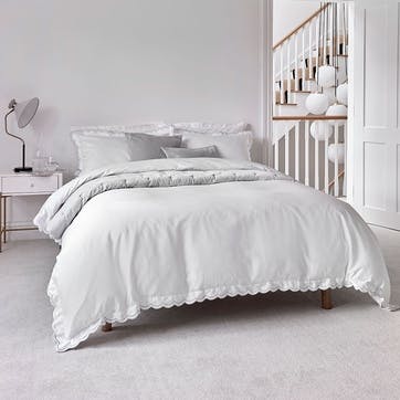 Scallop Edge Duvet Set, Super King, Silver