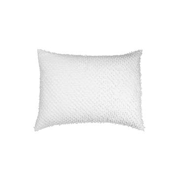 Dot Fringe Pillow case  standard, White