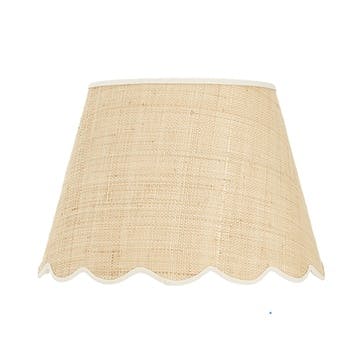 Raffia Scallop Medium Lampshade, Cream Trim