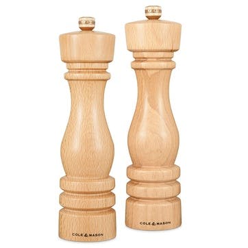 London Salt & Pepper Mills, 220mm, Natural Beech