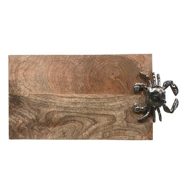 Seashore Serving Board with Crab Design L42 x W20.5cm, Wood