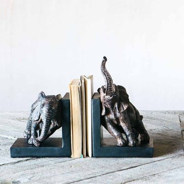 Elephant Bookends H25cm, Antique Brass