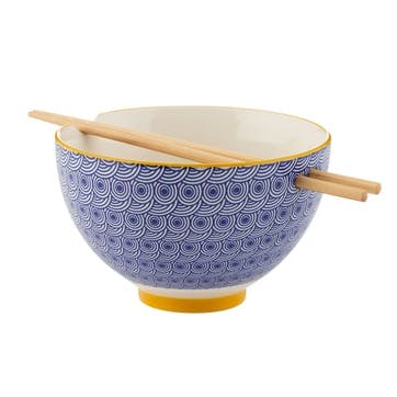 World Foods Noodle Bowl With Chopsticks H9.6 x W16 x L16, Assorted