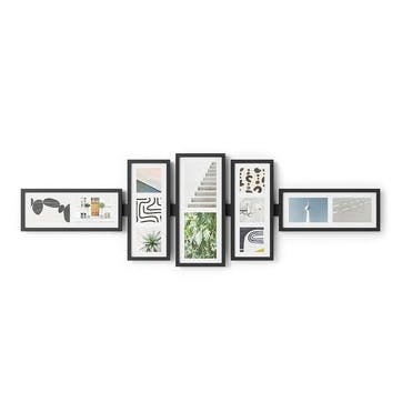 Shuffle Set of 5 Photo Frames, Black