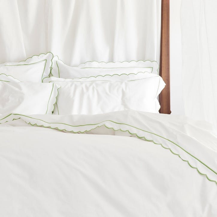 Prezola Green Scalloped King Size Duvet Cover Sophie Conran