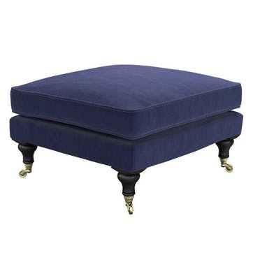 Bluebell Footstool, Medium Square, Blue Velvet