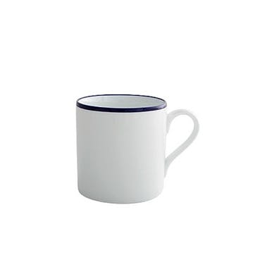 Mug, Canteen, White/Blue Rim, Set of 6