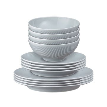 Arc 12 Piece Tableware Set , Grey
