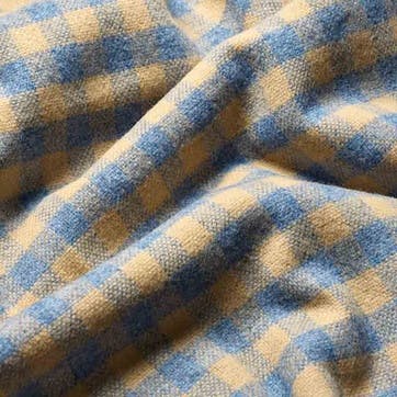 Gingham Wool Blanket 140 x 185cm, Warm Blue