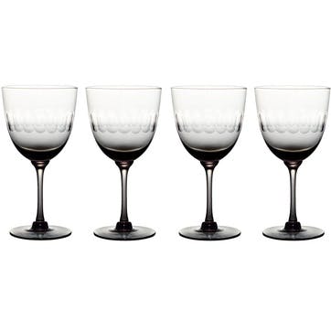 Lens Set of 4 Wine Glasses 250ml, Smoky