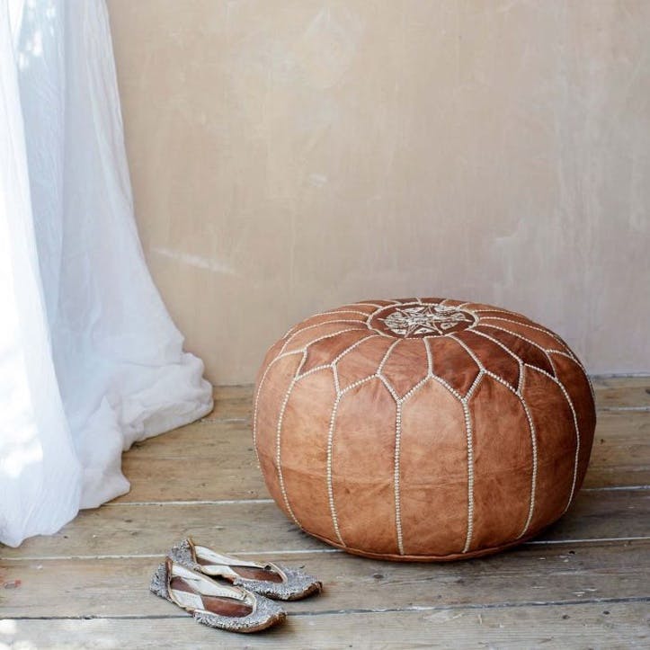 Moroccan Pouffe Cover Tan