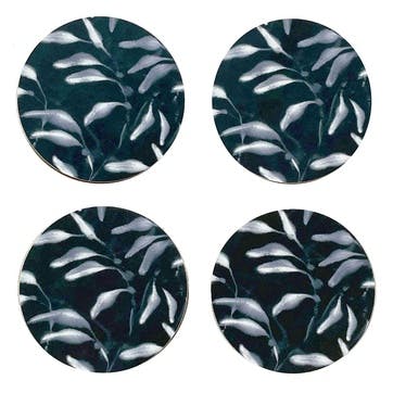 Amongst Set of 4 Coasters D10cm, Black Navy