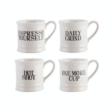 Stir It Up Espresso Tankard Mugs, Set of 4