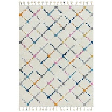 Ariana Moroccan Style Criss Cross Rug 120 x 170cm, Cream & Multi