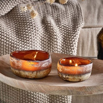 Janka Set of 2 Glass Tealights, Dark Amber