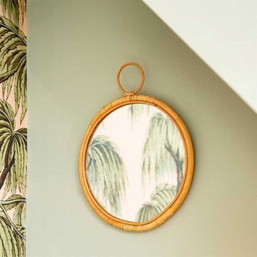 Rattan Round Mirror, D23cm, Natural